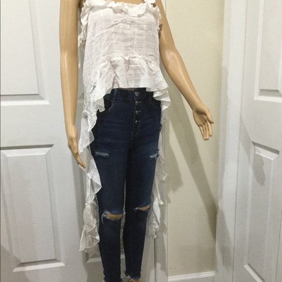 🆕Med Blue Buttonfly High Waist Ripped Skinny Jean - Picture 2 of 10